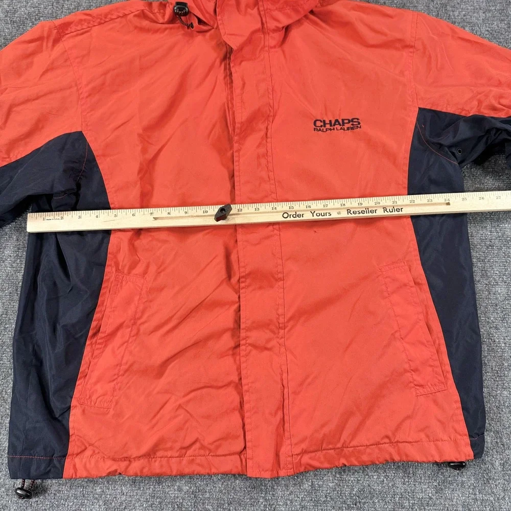 Chaps Ralph Lauren Jacket Mens XL Orange Hooded Windbreaker‎ Outdoor Coat